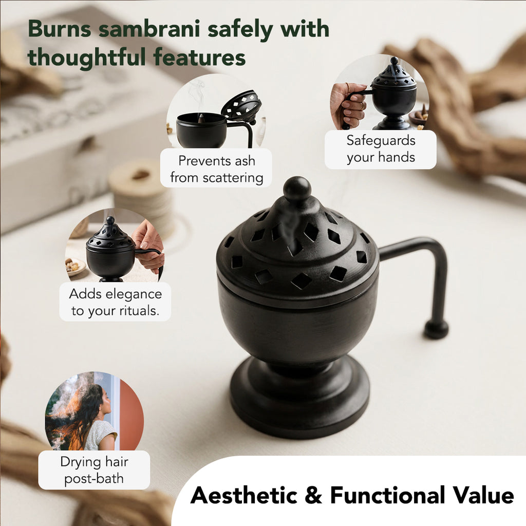 Metal Dhoop Dani for Home Pooja, Incense Burning & Spiritual Decor