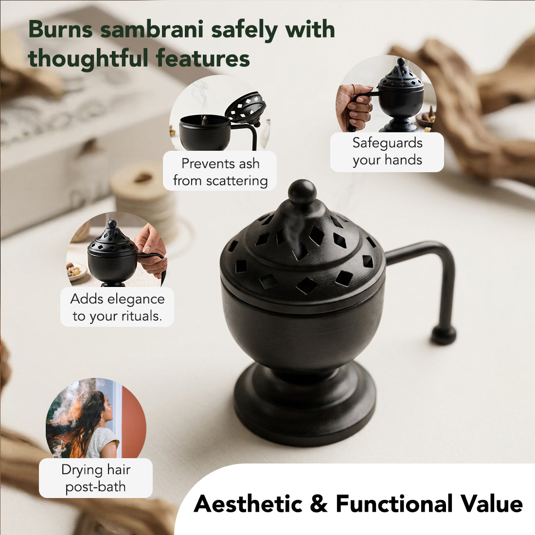 Metal Dhoop Dani for Home Pooja, Incense Burning & Spiritual Decor