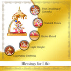 Ganesha Idol with Umbrella for Car Dashboard Decor & Spiritual Gifting