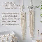 Macrame Moon & Star Wall Hanging Set for Bedroom & Home Decor