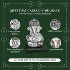 999 Silver Plated Ganesh Idol with Green Velvet Gift Box for Vastu , Housewarming & Wedding Gift