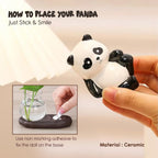 Panda Showpiece with Artificial Plant Pot for Home Decor, Office Desk & Gifting