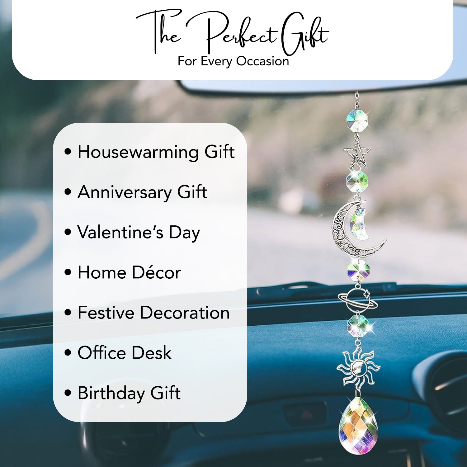 Crystal Sun Catcher Hanging with Metal Pendants for Home Decor, Car Dashboard & Gifting
