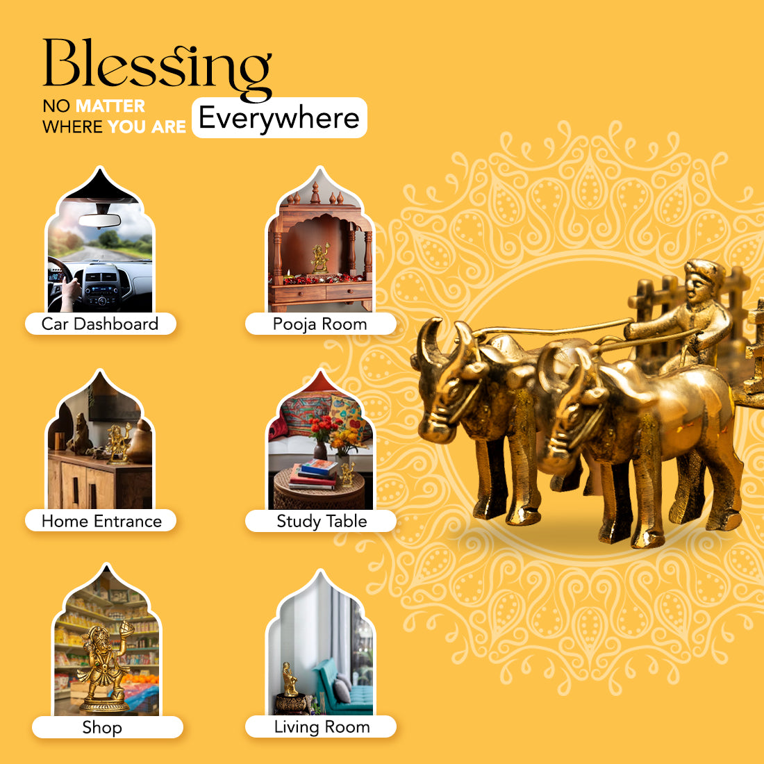 Brass Bullock Cart Showpiece for Home Decor & Gifting