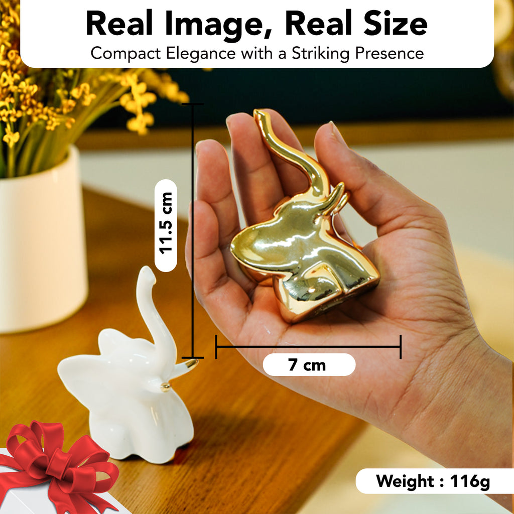 Ceramic Elephant Pair Showpiece for Home Decor & Gifting
