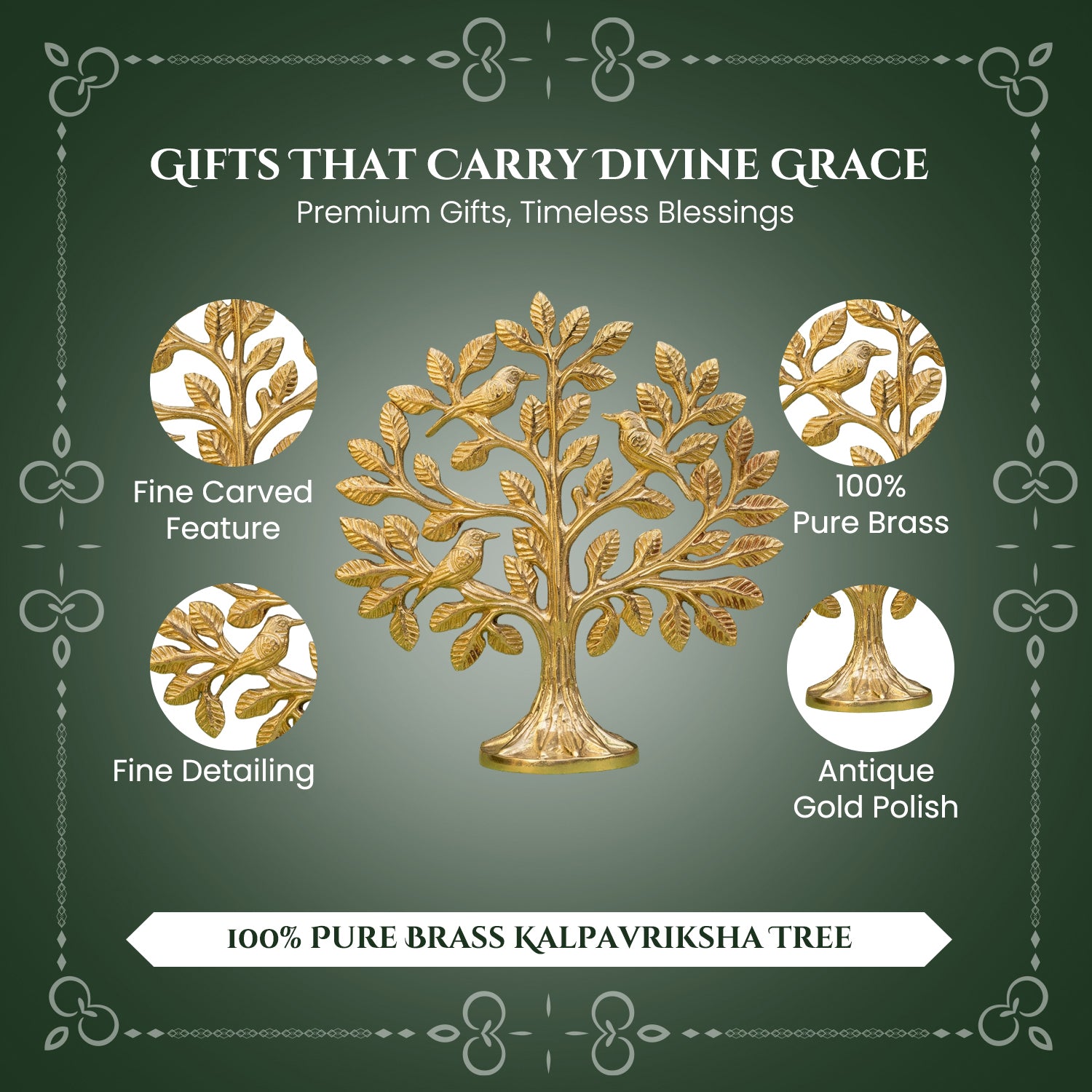Brass Kalpavriksha Tree of Life Showpiece with Gift Box for Housewarming, Wedding & Gifting