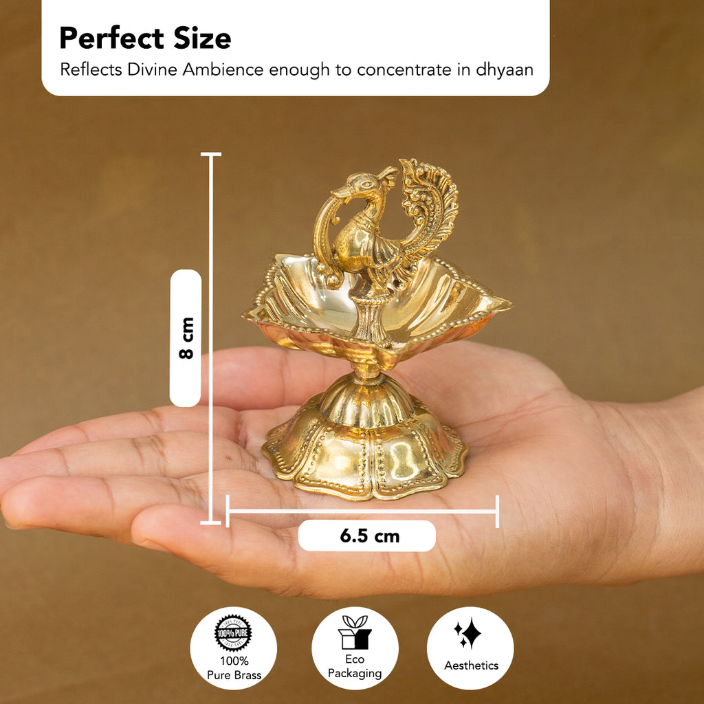 Brass Peacock Panchdeep Diya for Pooja & Home Decor