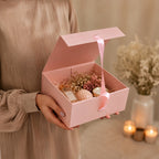 Pink Foldable Multipurpose Empty Gift Hamper Box with Magnetic Closure & Ribbon (21.5 x 21 x 9.5 cm)