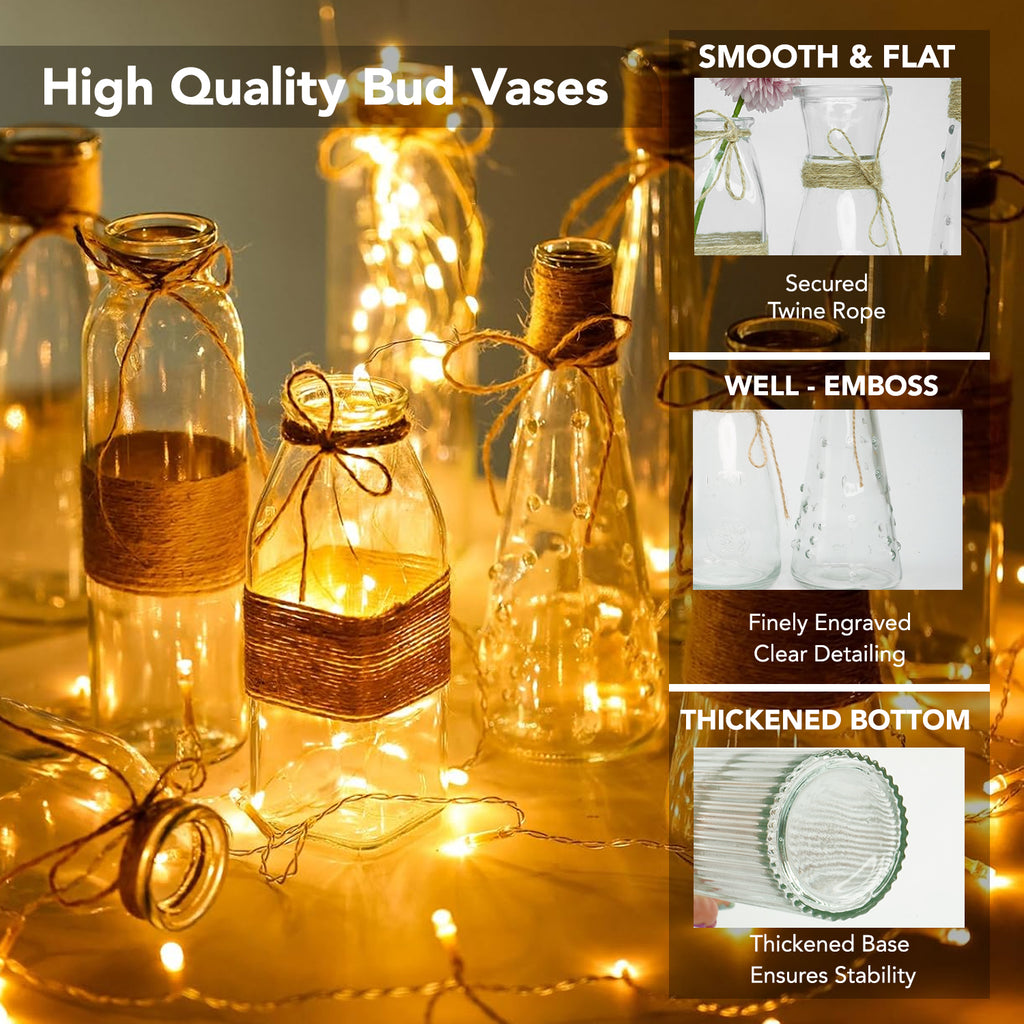 Glass Bud Vases Set of 5 for Home Decor & Gfting