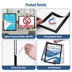 Wall Mounted Magnetic Holder Display Frame Pack of 6 for Office, Home, Store & Classroom