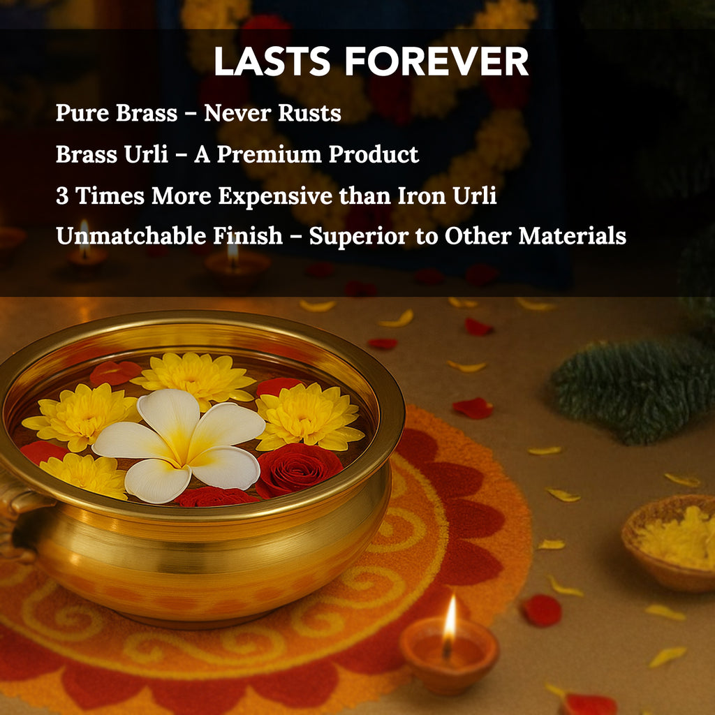 Brass Urli Bowl for Home Decor & Diwali Decoration
