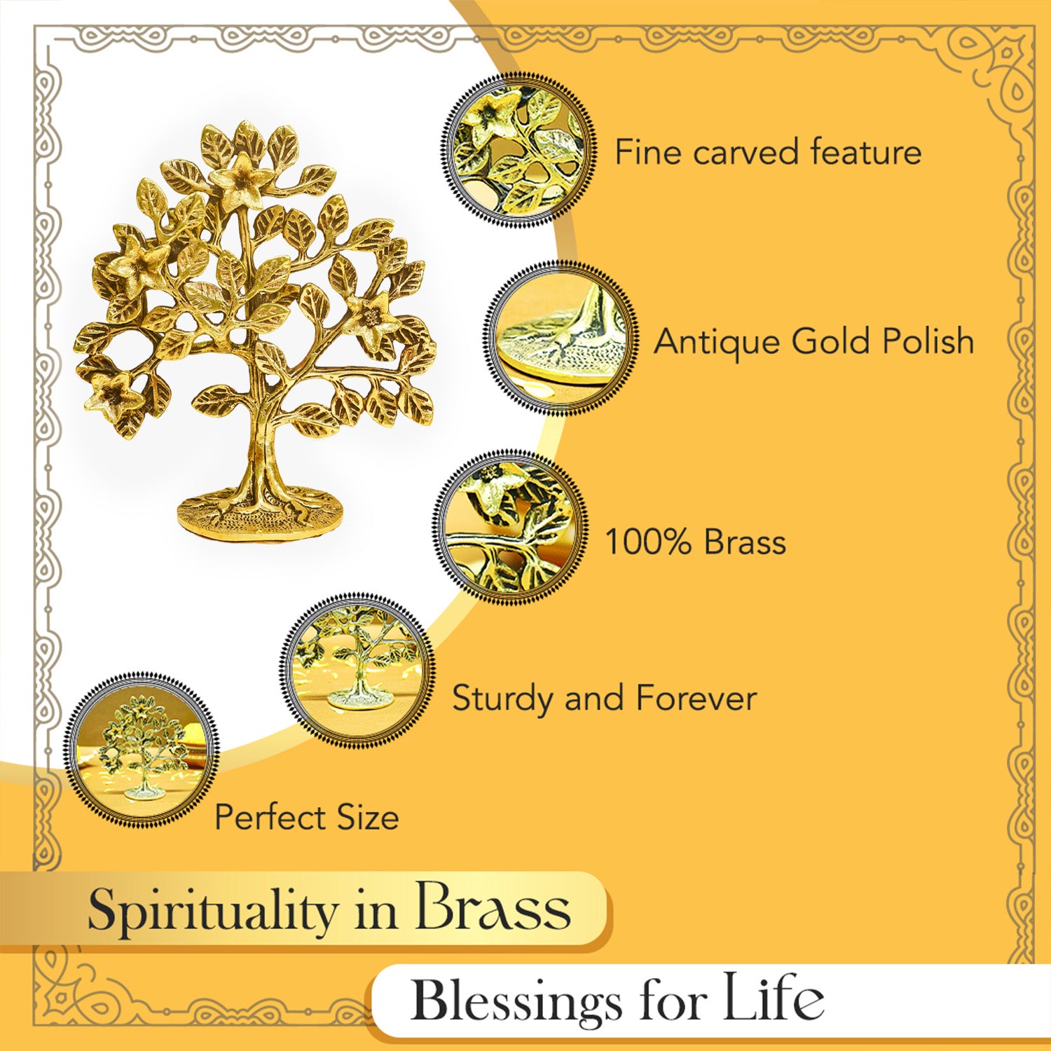 Brass Kalpavriksha Tree Showpiece for Home Decor & Gifting