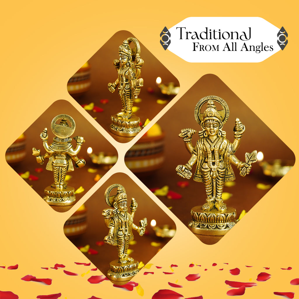 Pure Brass Dhanvantari Murti Idol for Pooja Room, Home Decor & Gifting