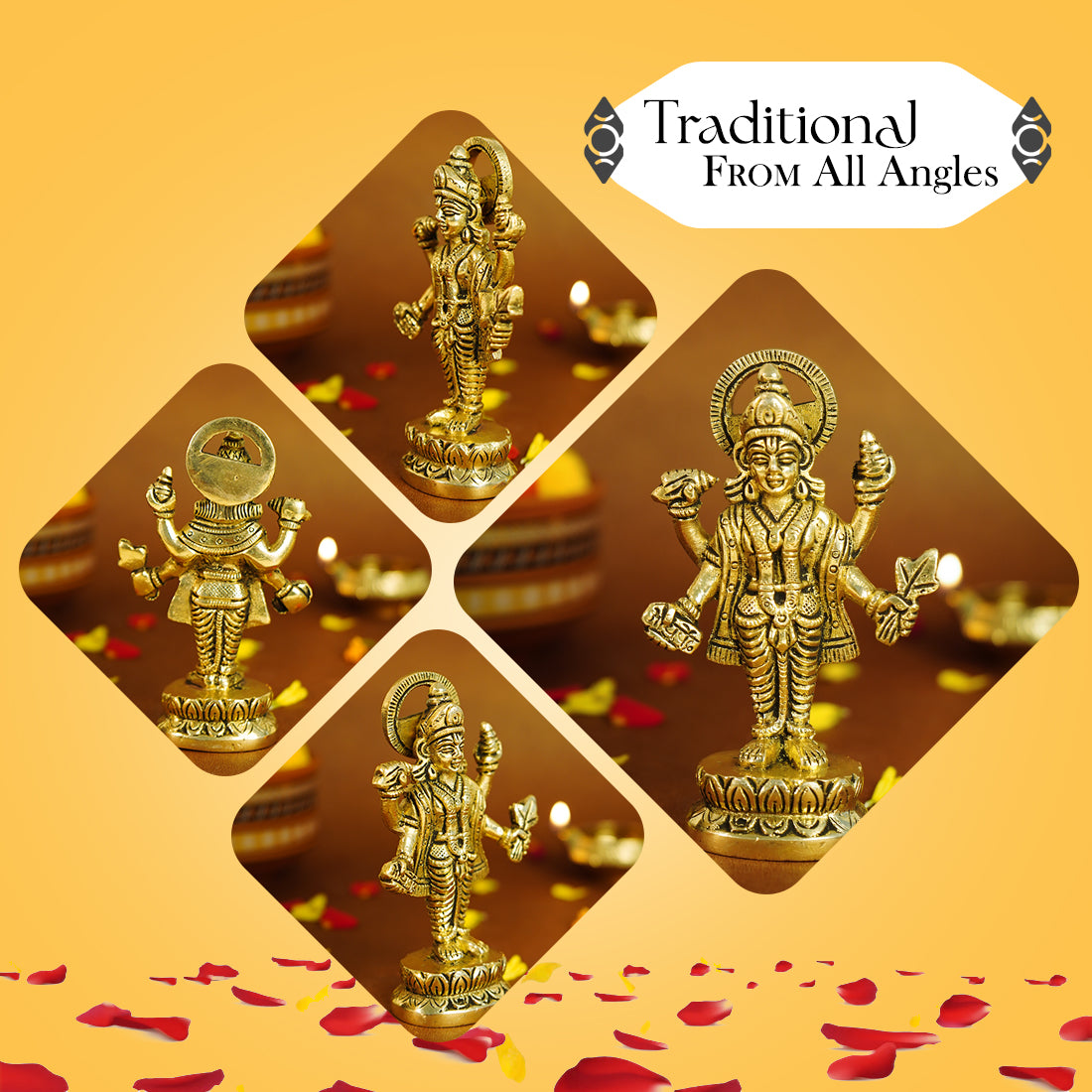 Pure Brass Dhanvantari Murti Idol for Pooja Room, Home Decor & Gifting