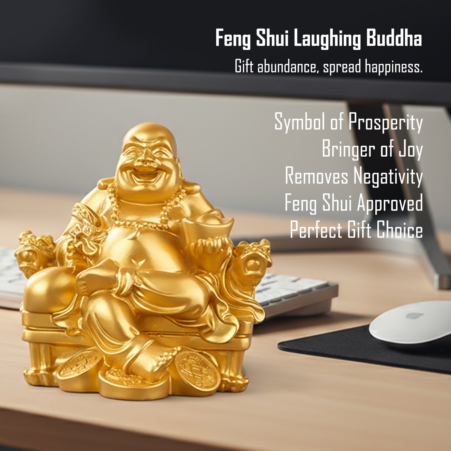 Laughing Buddha Showpiece for Home Decor, Vastu Office Desk & Gifting