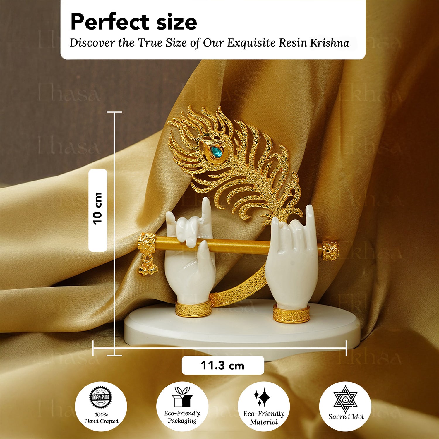 Resin Lord Krishna Hands with Flute Idol for Home Decor & Gifting