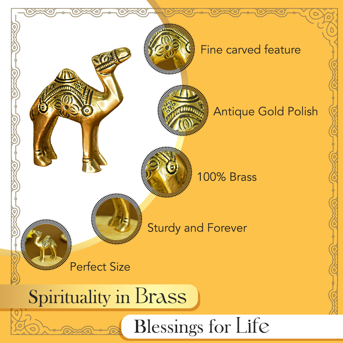 Pure Brass Camel Showpiece for Home, Office & Table Decor