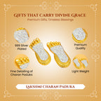 999 Silver Plated Lakshmi Charan Paduka with Gift Box for Housewarming , Wedding, Vastu & Gifting