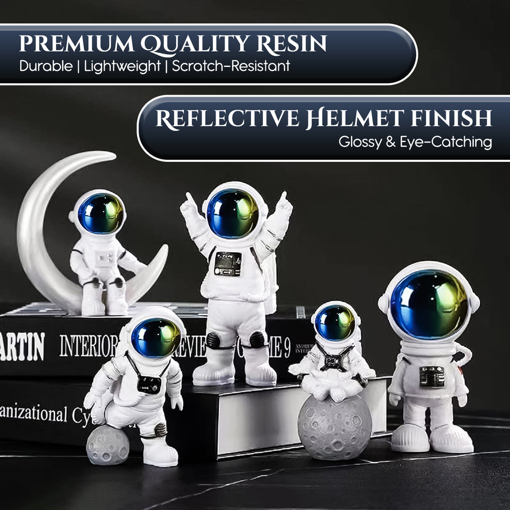 Astronaut Miniature Toy Set of 4 for Office Desk, Study Table & Home Decor