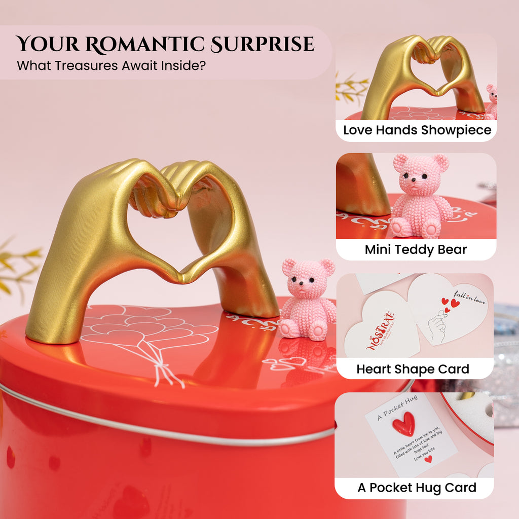Resin Heart Shaped Love Hands Showpiece Gift Box for Valentine’s Day , Anniversary & Gifting
