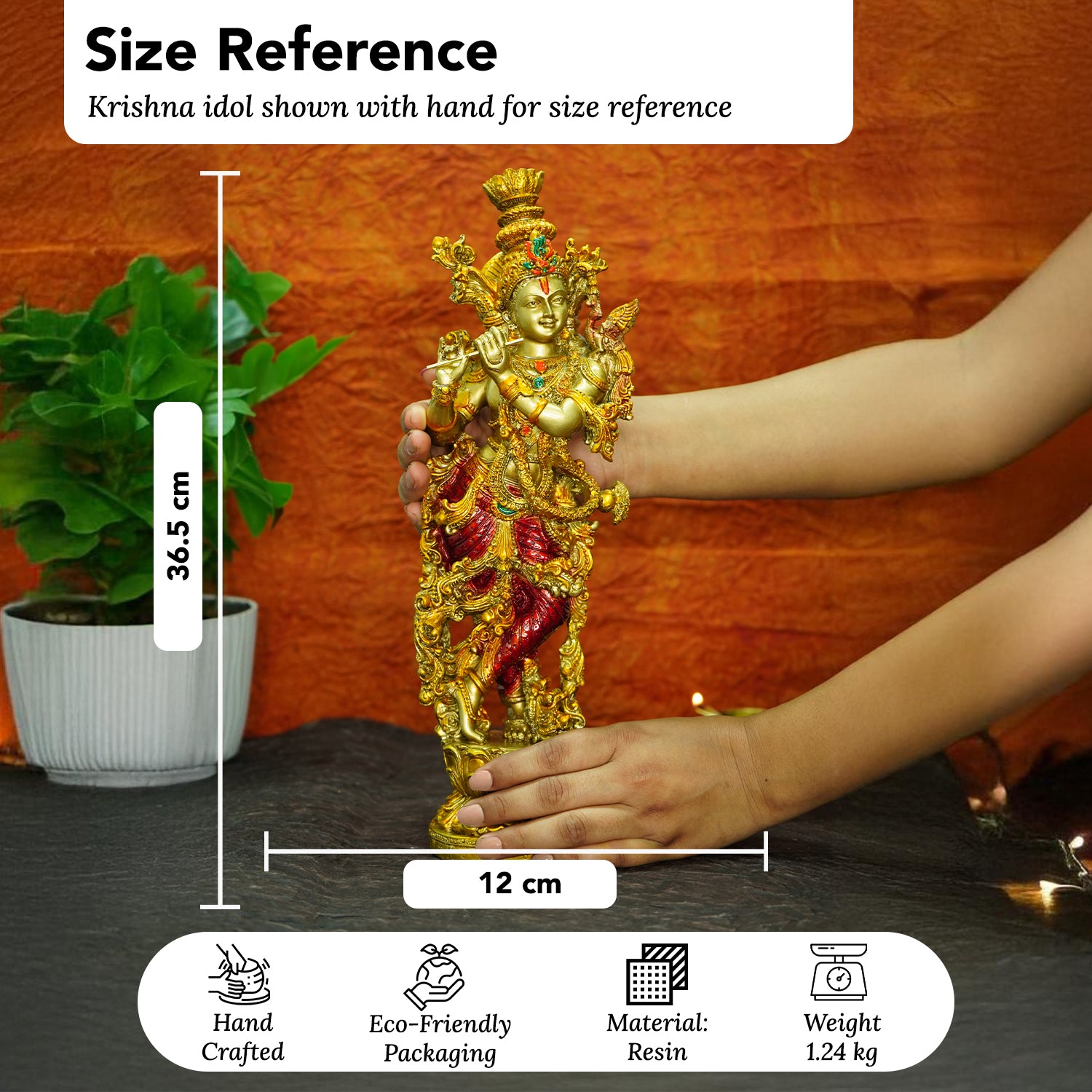 Lord Krishna Idol for Pooja, Home Decor & Spiritual Gifting (Size -14 Inch)