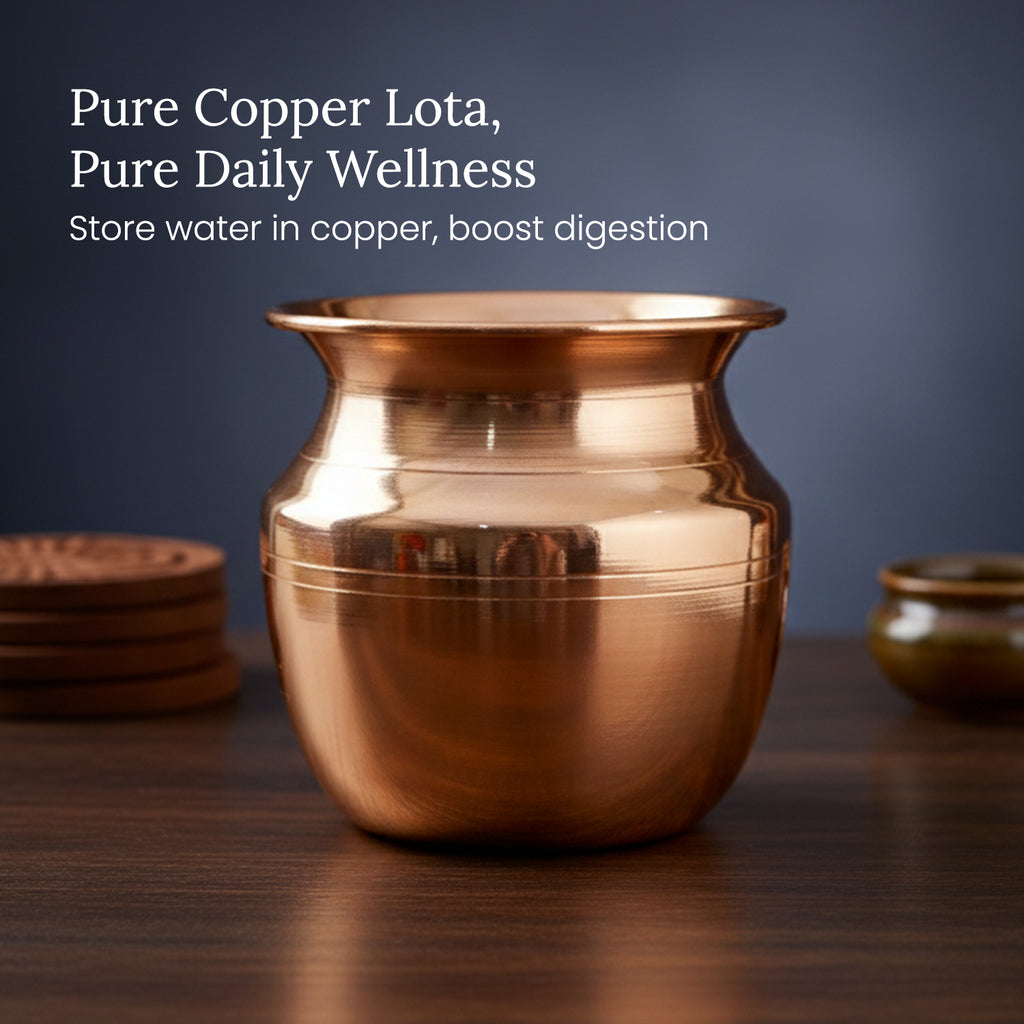 Pure Copper Kalash for Pooja, Temple Use & Gifting