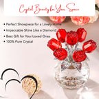 Crystal Red Rose Showpiece with Vase for Home Decor, Office & Table Decoration