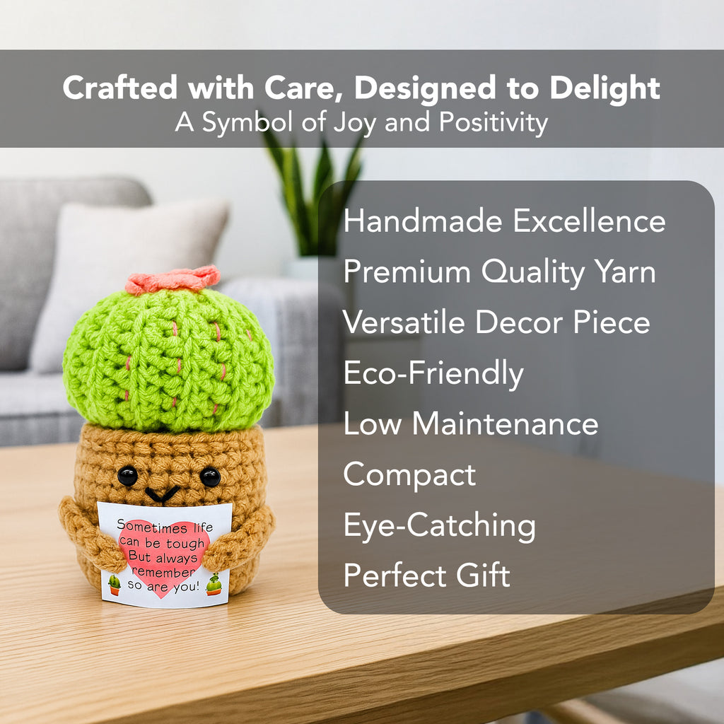 Crochet Cactus Plant with Message for Home Decor & Gifting