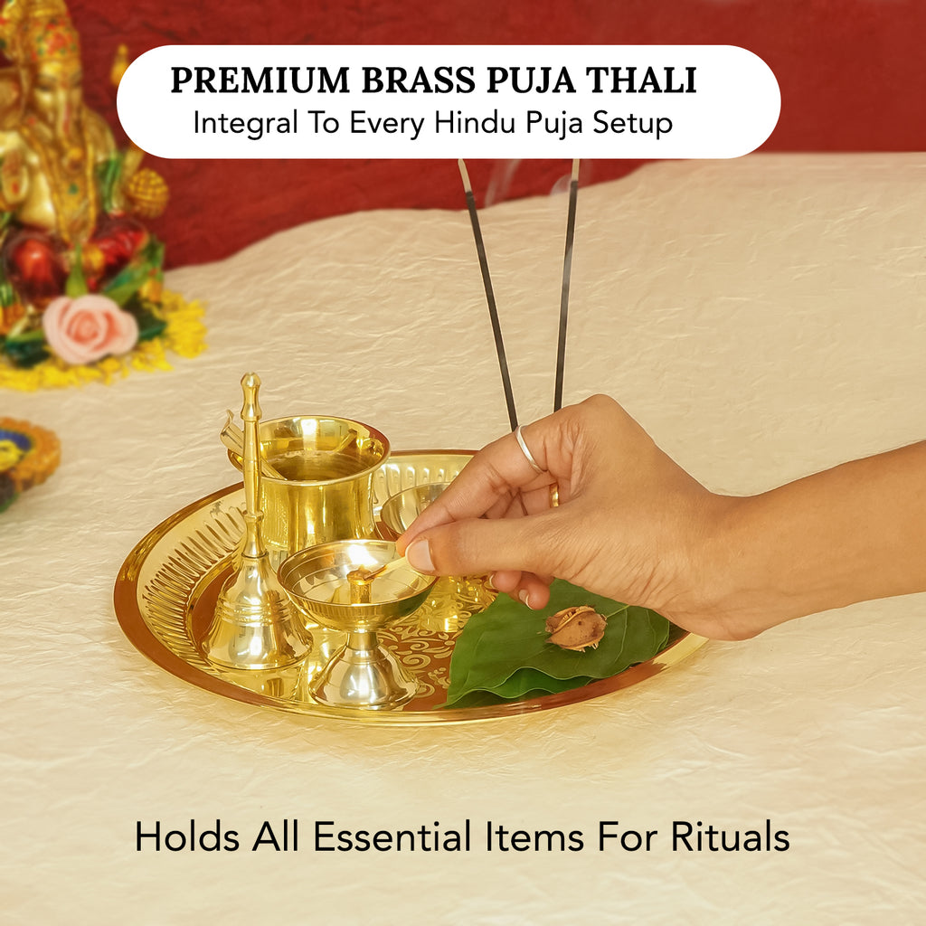 Brass Pooja Thali Set for Festival, Home & Temple