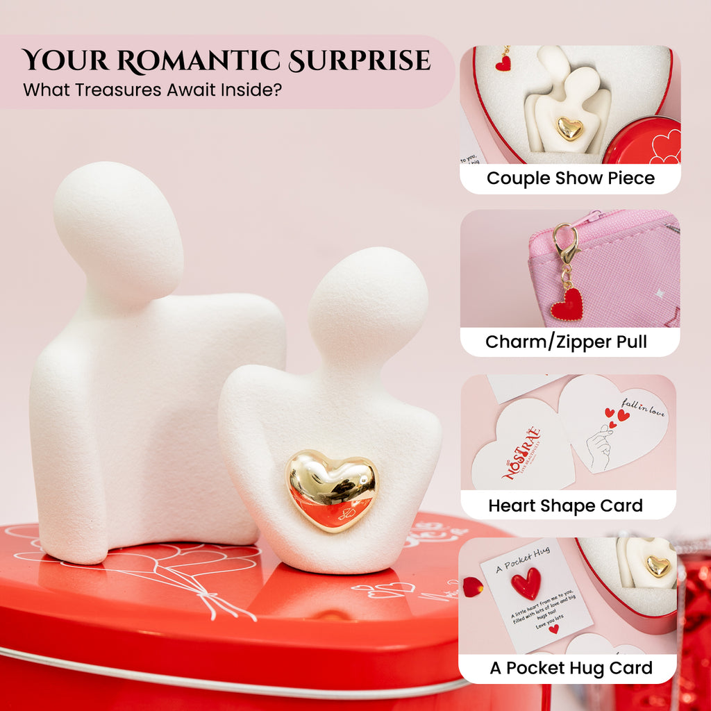 Ceramic Couple Showpiece Gift Box for Valentine's Day & Gifting