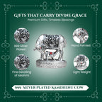 999 Silver Plated Kamdhenu Cow with Calf Vastu Idol for Home Decor & Pooja