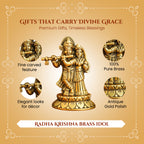 Brass Radha Krishna Idol with Gift Box for Housewarming, Wedding & Gifting