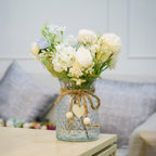 Glass Flower Vase with Heart Charm for Home Decor, Table Decor & Gifting