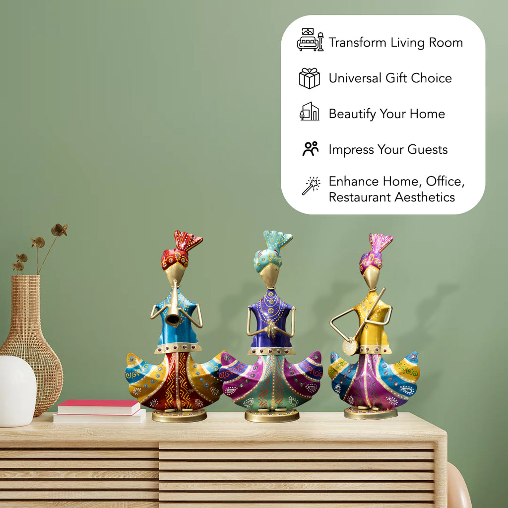 Rajasthani Musicians Showpieces for Home Decor Table, Living Room & Gifting