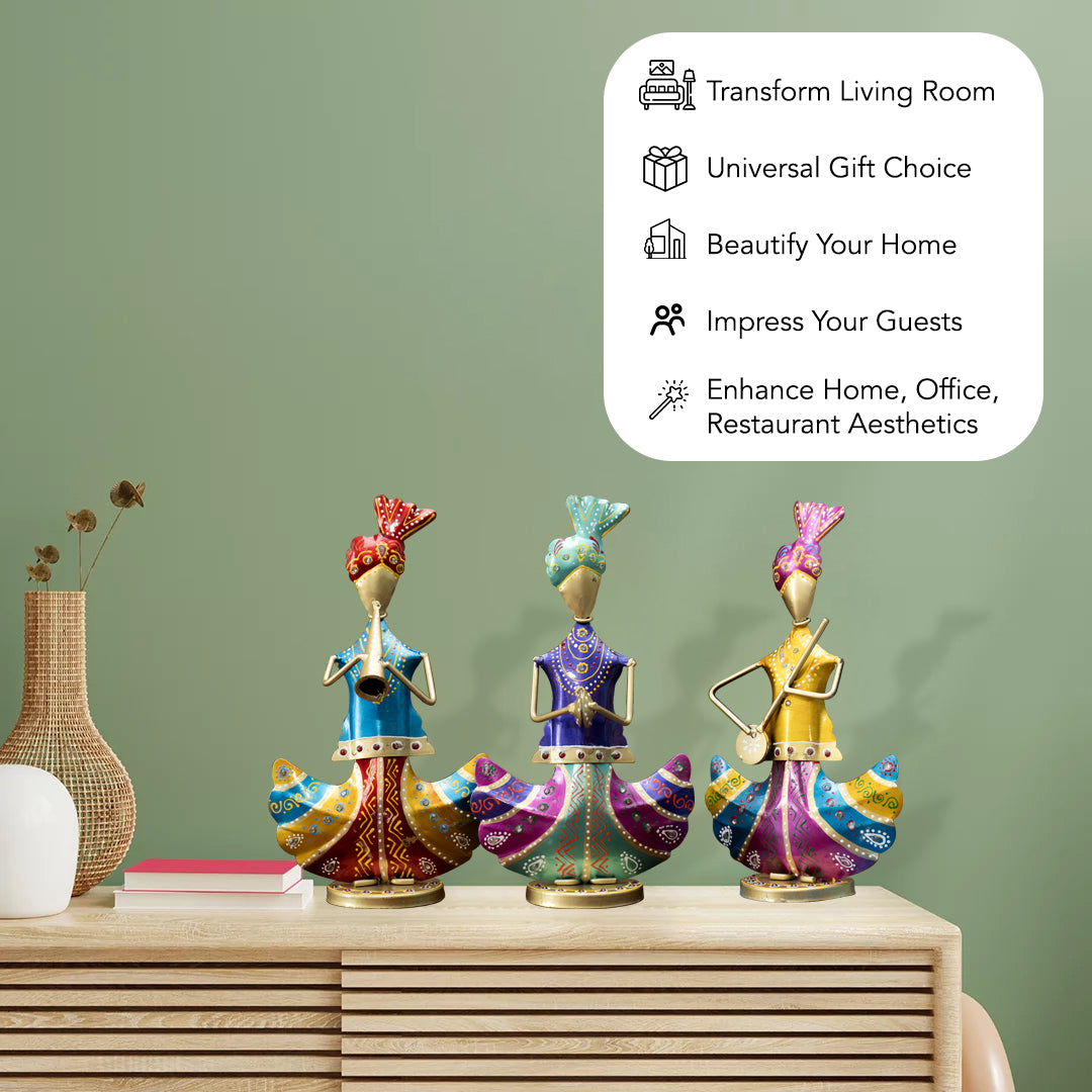 Rajasthani Musicians Showpieces for Home Decor Table, Living Room & Gifting