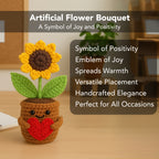 Sunflower with Heart Crochet Flowers Pot for Home Decor, Car Dashboard & Gifting