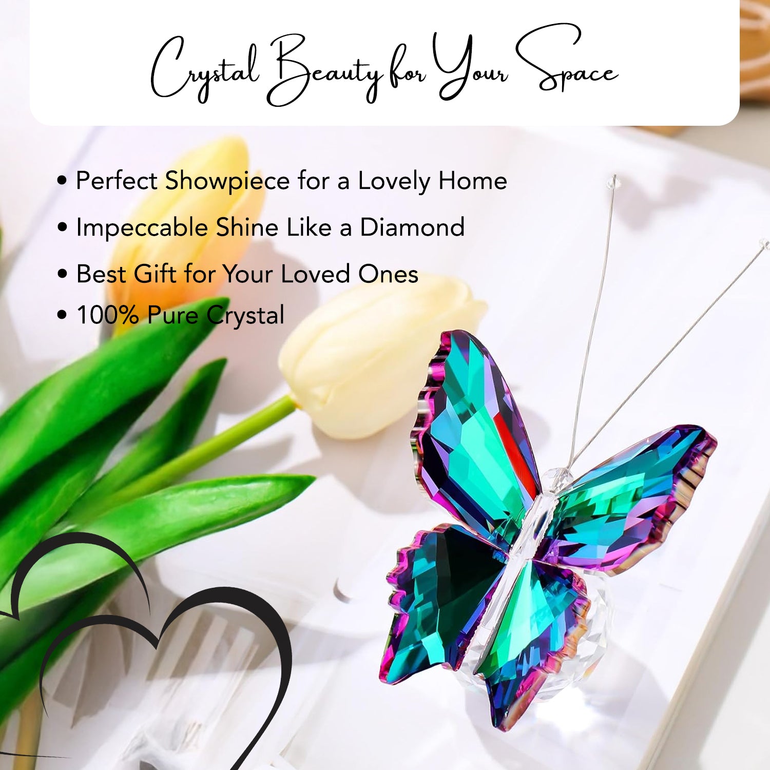 Crystal Butterfly Showpiece for Office & Home Decor