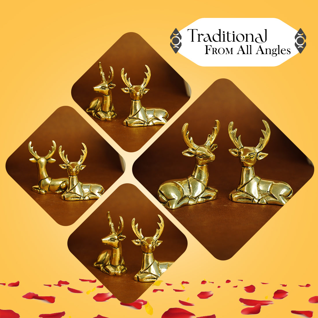 Pure Brass Deer Showpiece for Home Decor, Living Room & Gifting