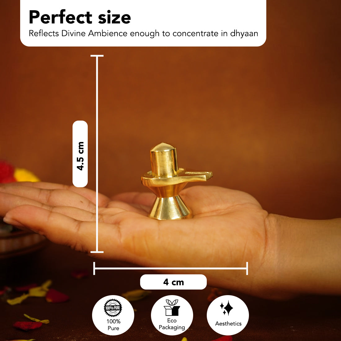Pure Brass Shiva Linga Idol for Home Pooja & Temple Decor (Size : 4.5cm)