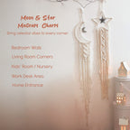 Macrame Moon & Star Wall Hanging Set for Bedroom & Home Decor