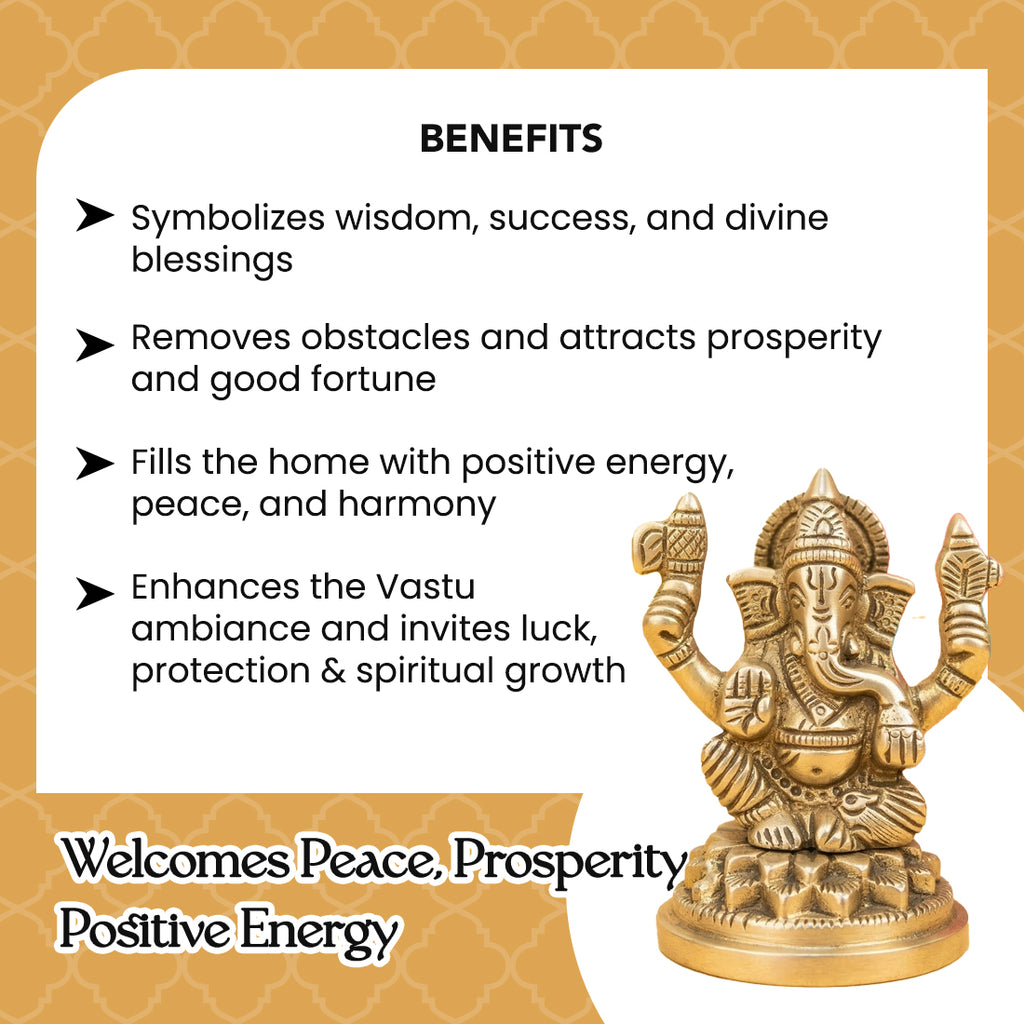 Brass Ganesha Idol with Gift Box for Housewarming, Wedding & Gifting