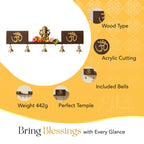 Wooden Wall Mounted Temple with Bells for Puja , Office & Home Decor
