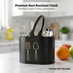 4 Compartment Metal Cutlery Holder with Handle