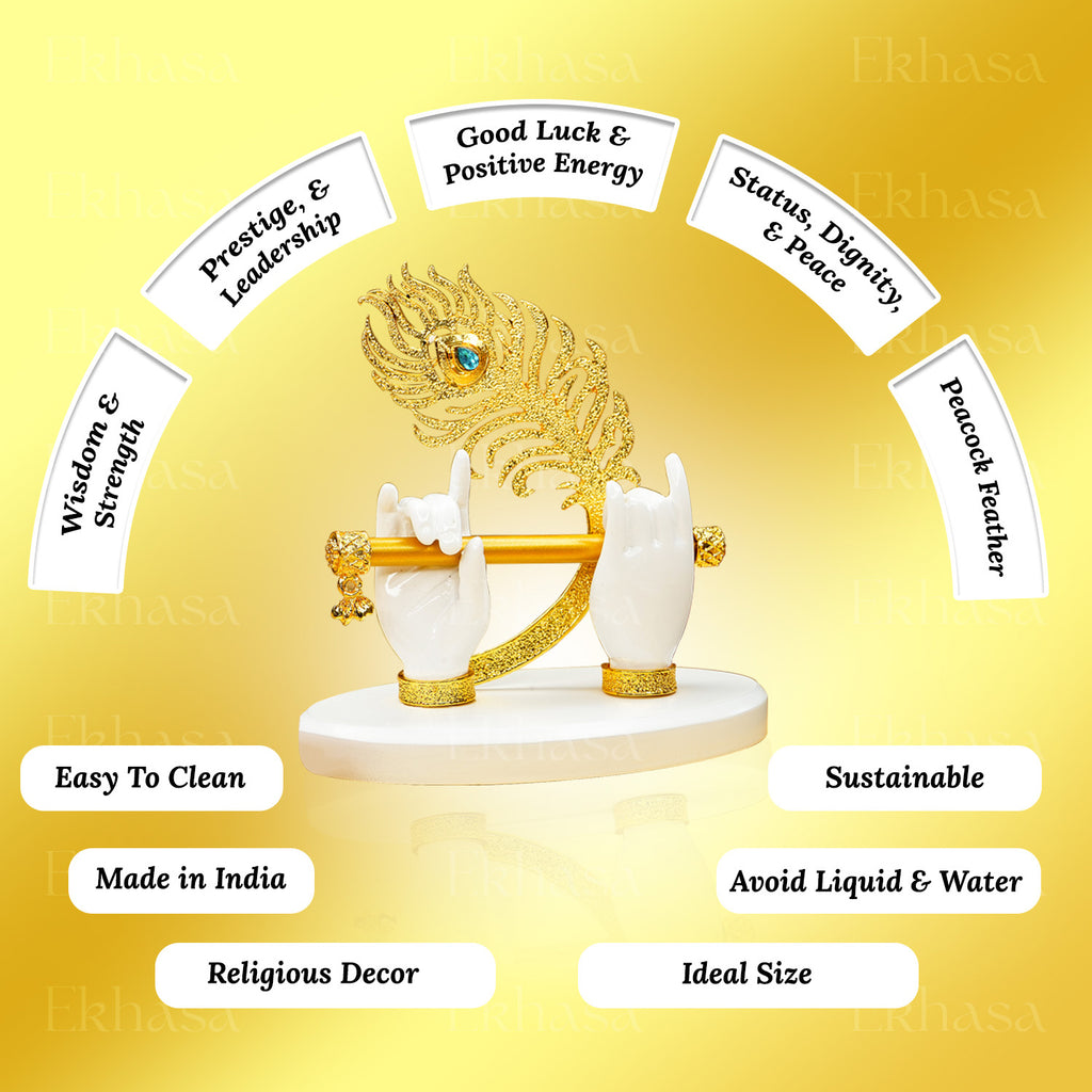 Resin Lord Krishna Hands with Flute Idol for Home Decor & Gifting