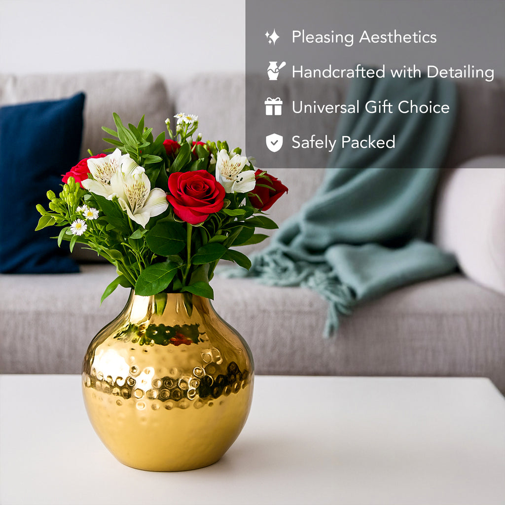 Metal Flower Vase for Home Decor, Living Room & Gifting