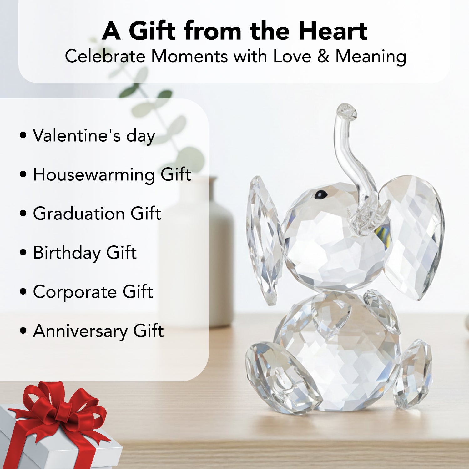Crystal Elephant Showpiece for Home Decor & Office Decor