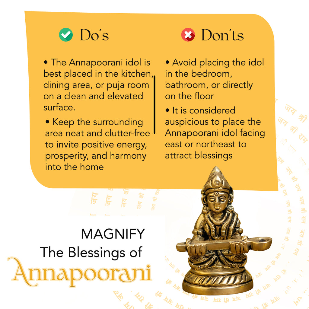 Brass Annapurna Devi Idol for Home Temple, Kitchen, Restaurant & Office Decor