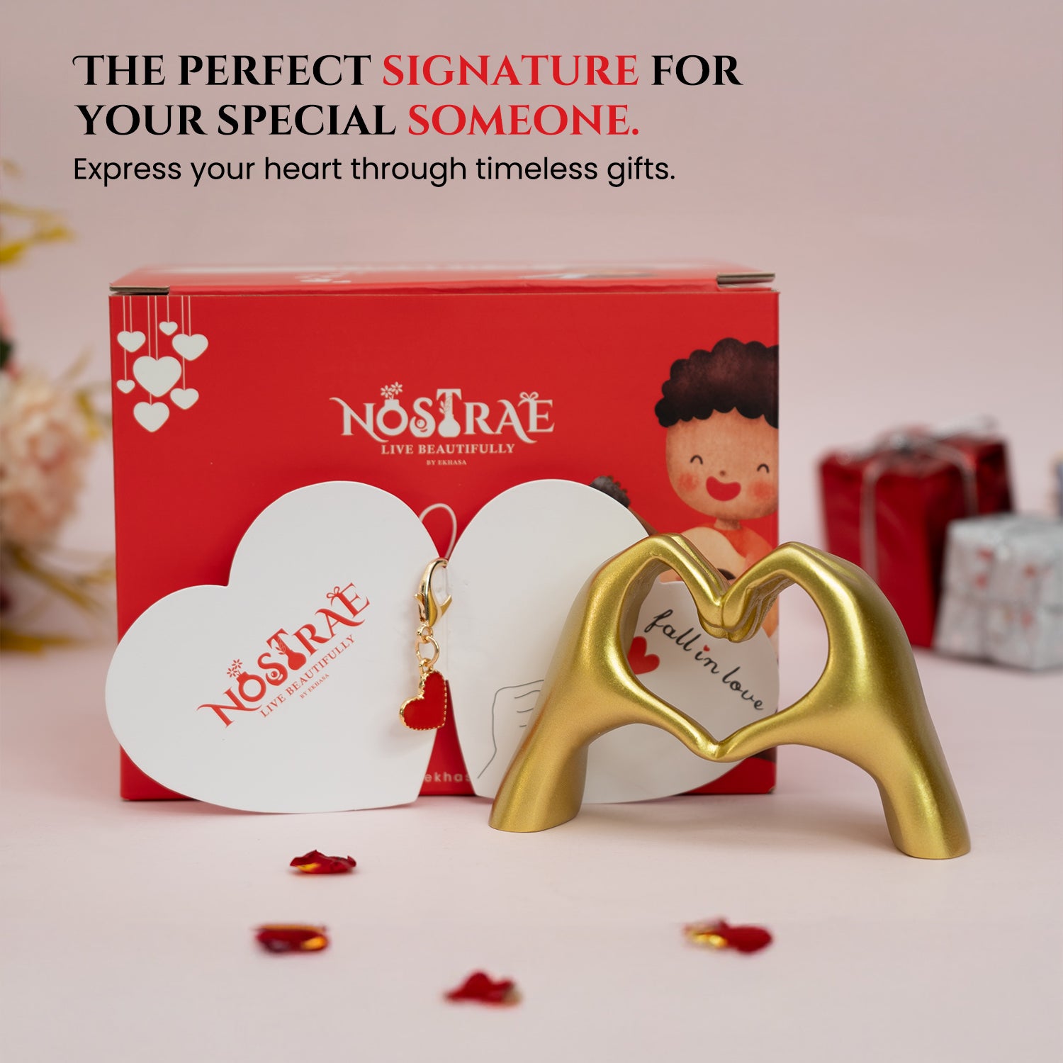 Resin Heart Shaped Love Hands Showpiece Gift Box for Valentines Day & Gifting