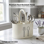 4 Compartment Metal Cutlery Holder with Handle