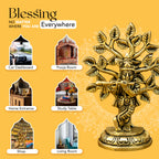 Brass Lord Krishna Idol with Kalpavriksha Tree & Flute for Home Decor & Pooja